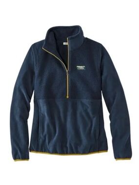 Vintage LL Bean Sweater Cozy Microfleece Preppy Pullover Top Blue Cabincore
